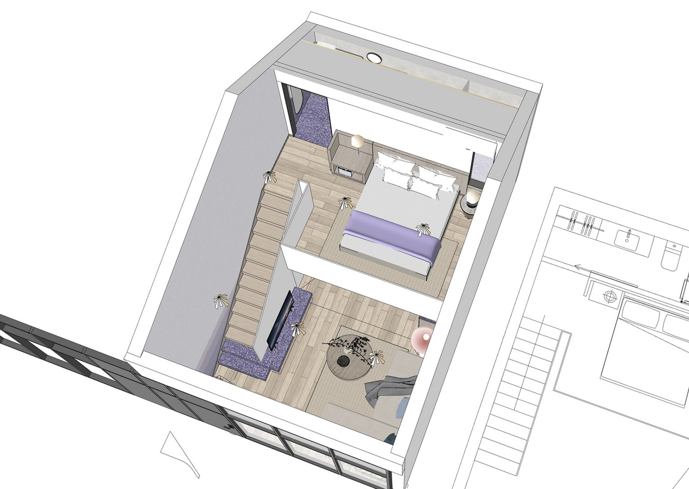 单身公寓 卧室 复式公寓 室内设计 家居设计 家装设计
