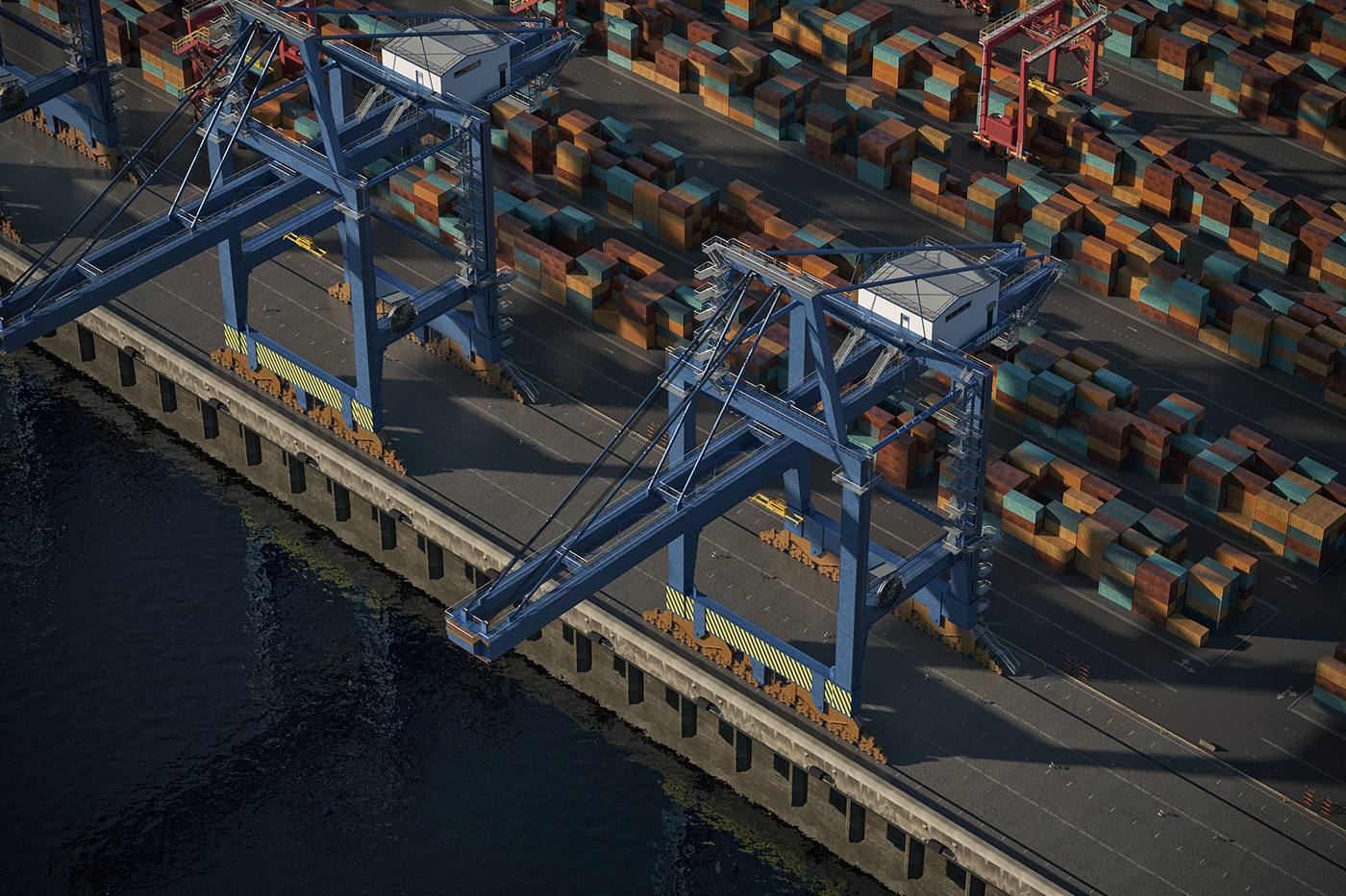 port container ship 3D