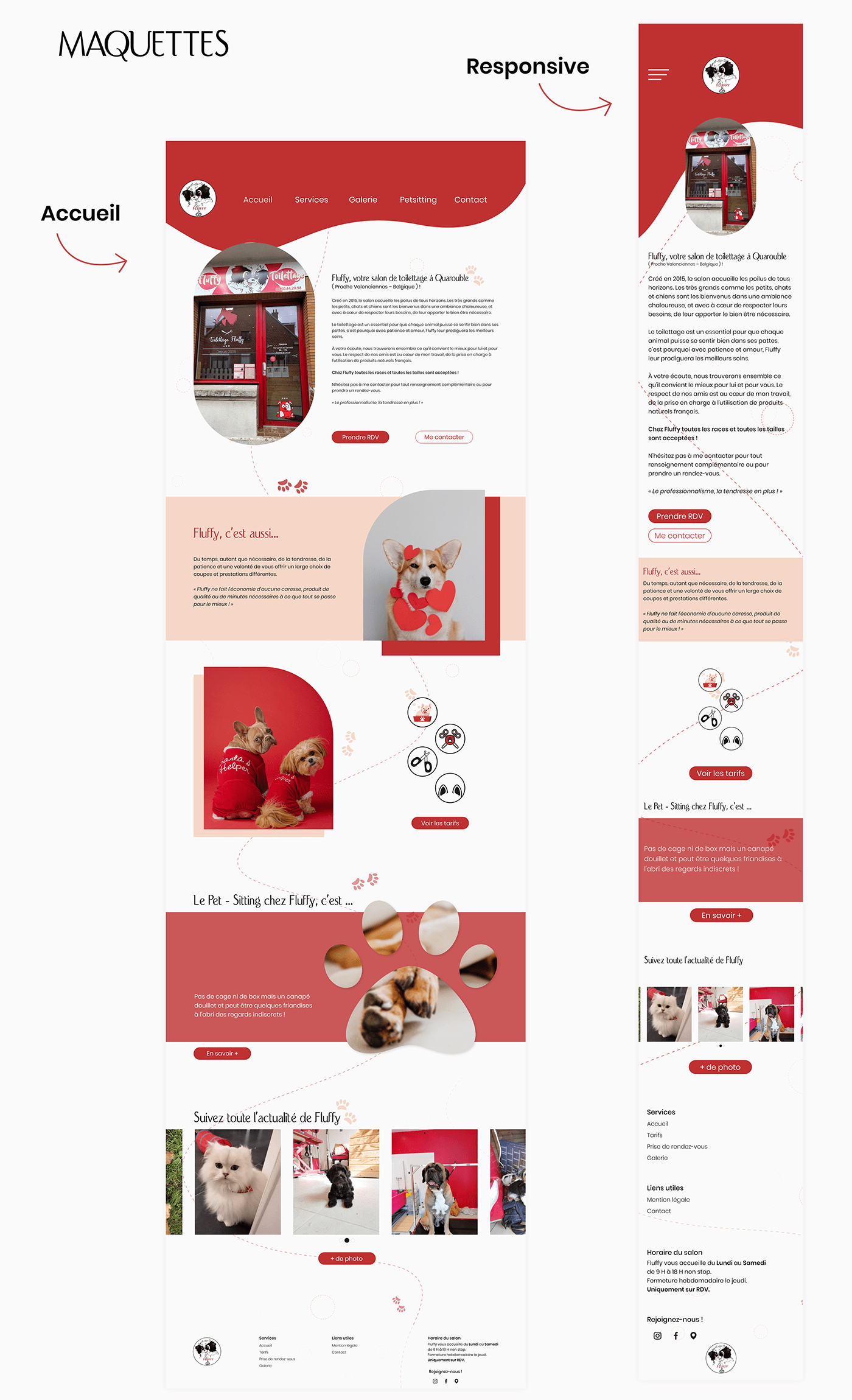 graphiste designer Maquette web mobile design Responsive web design Site vitrine ui design UI/UX Webdesign prototype Toilettage pour chiens