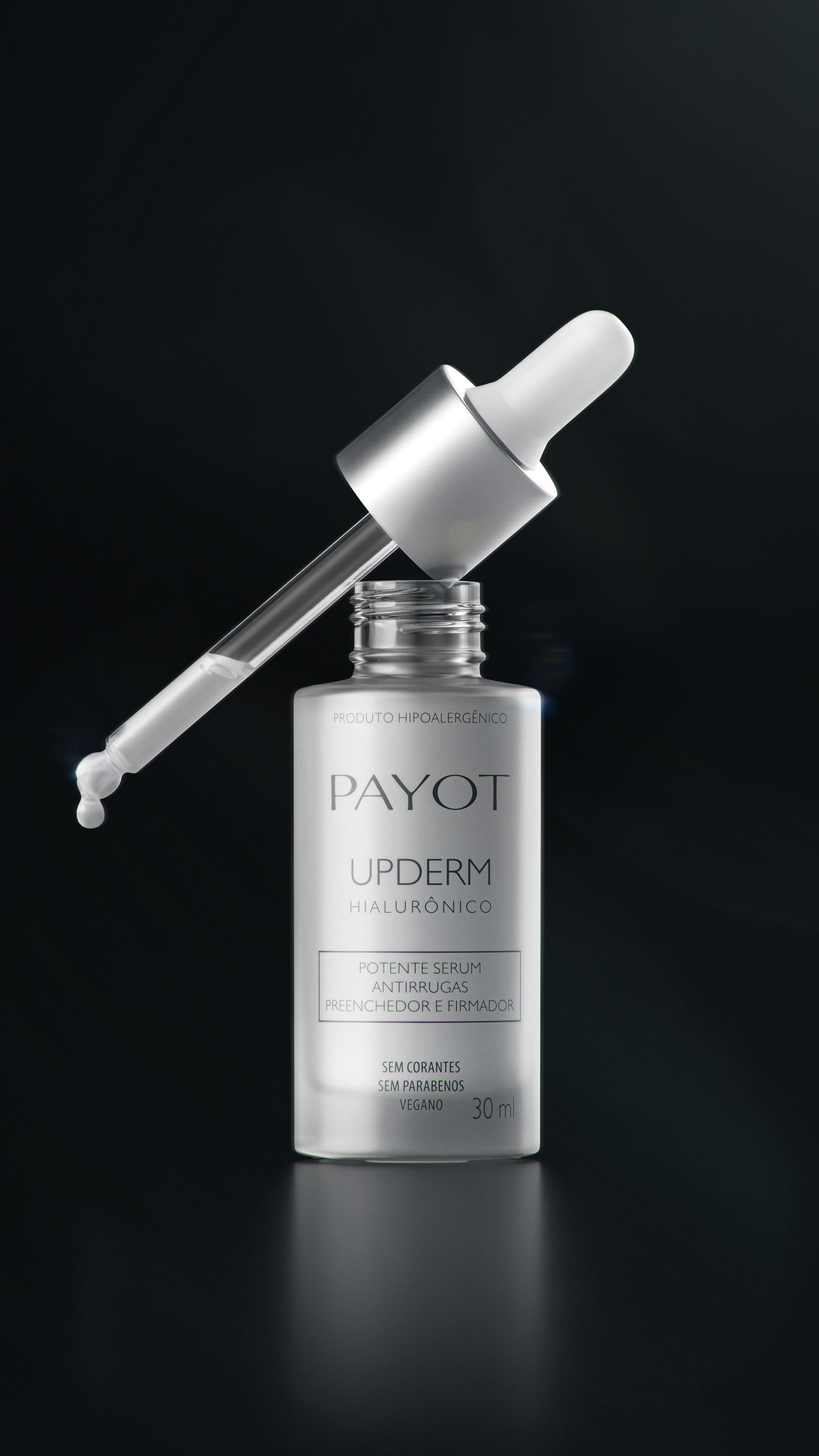 Cosmetic glass package Payot serum still life upderm