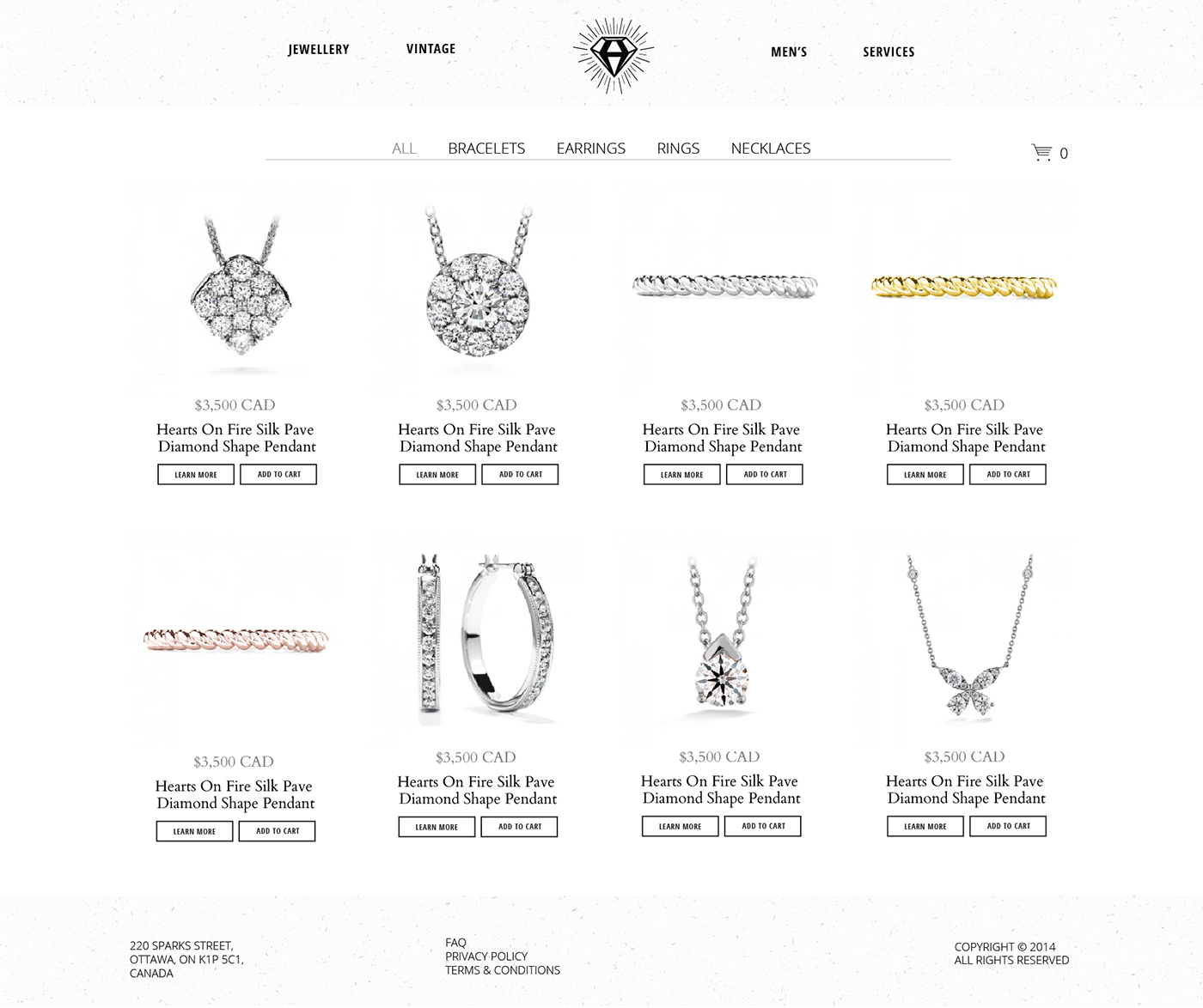 Jewellery shop cart vintage design brand Web interactive mobile Responsive
