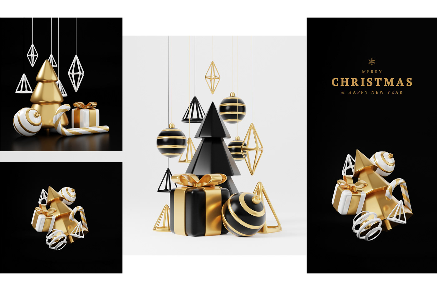 3d render card Christmas Christmas banner christmas Tree gold Merry Christmas new year rendering xmas