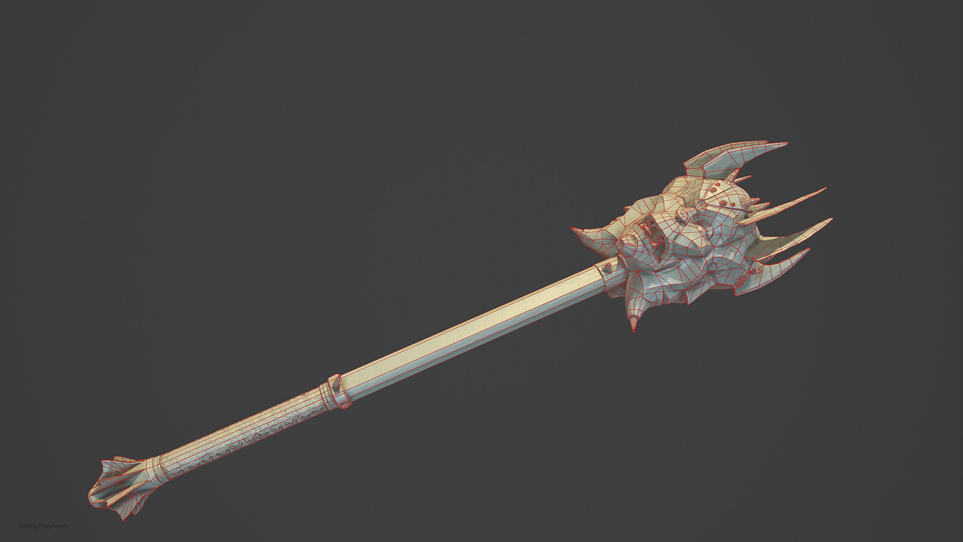 daedric gameart lowpoly modeling morrowind orc scourge Skyrim texturing Weapon
