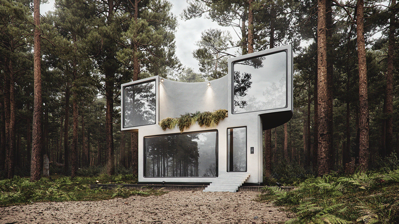 arch viz architecture concept cool exterior future Homes minimal modern sleek