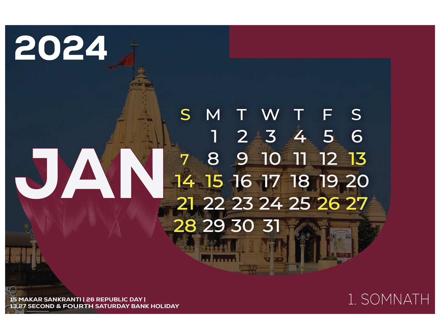 2024 calendar shiva India Travel temple culture jyotirlinga