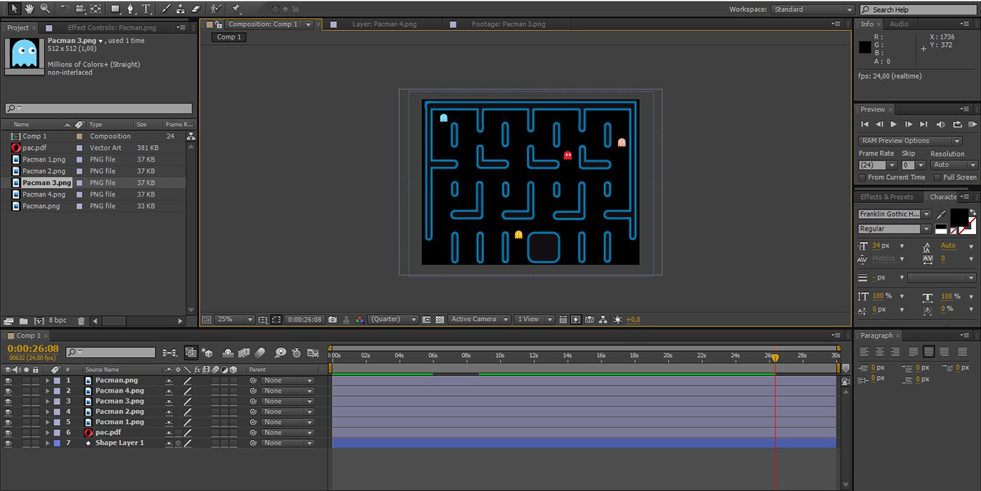 after effects designer Games Pacman projeto Propaganda redesign