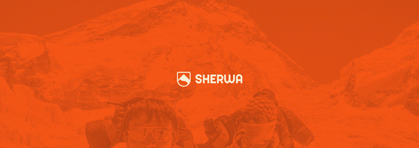 Gamer sherpa mountain orange app brand logo badge
