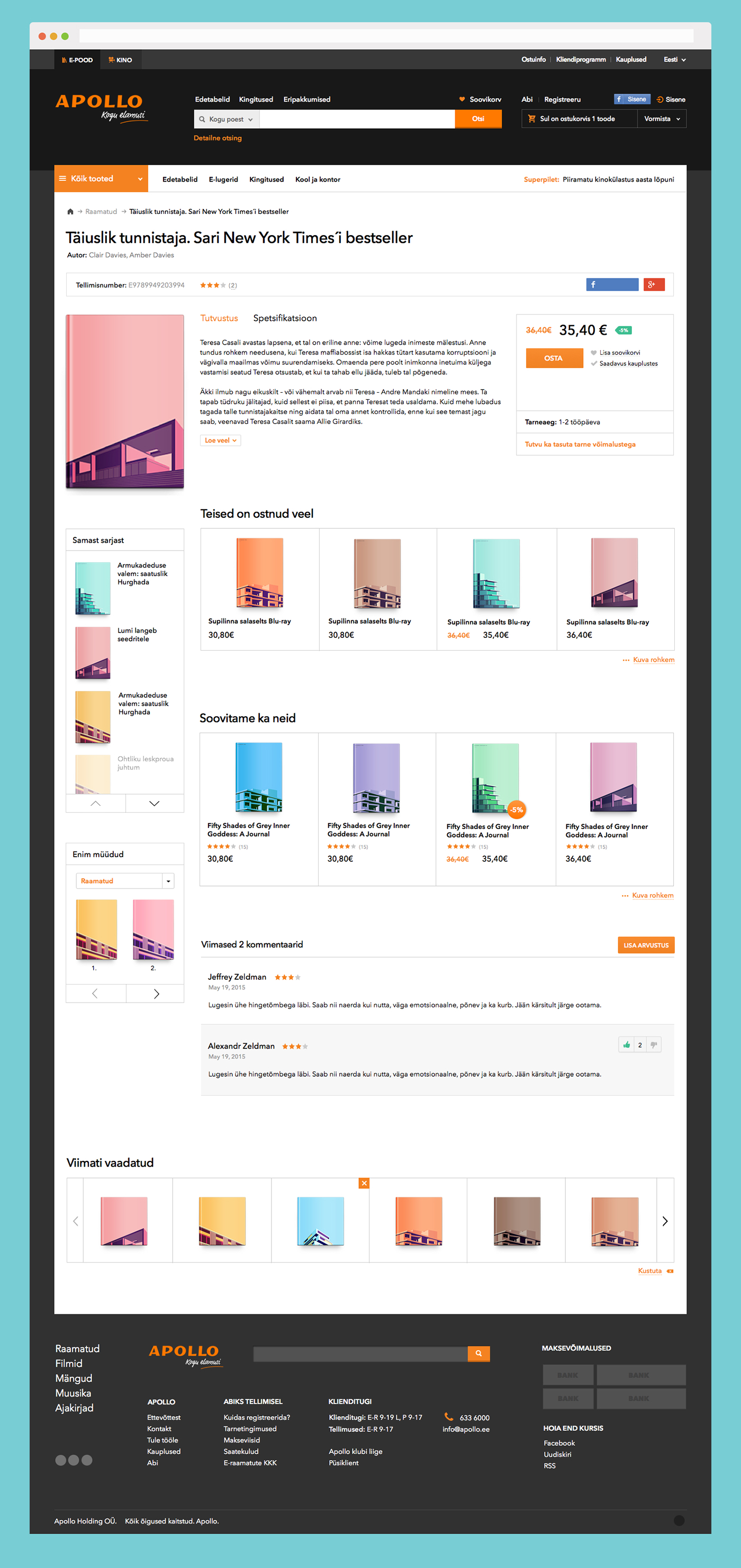 Apollo webpage design UI icons books e-store