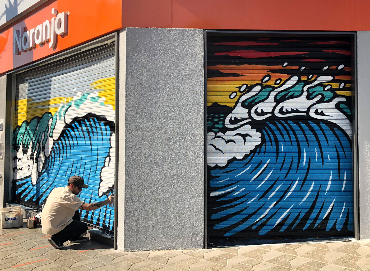 Graffiti Mural waves OLAS OLA Street draw