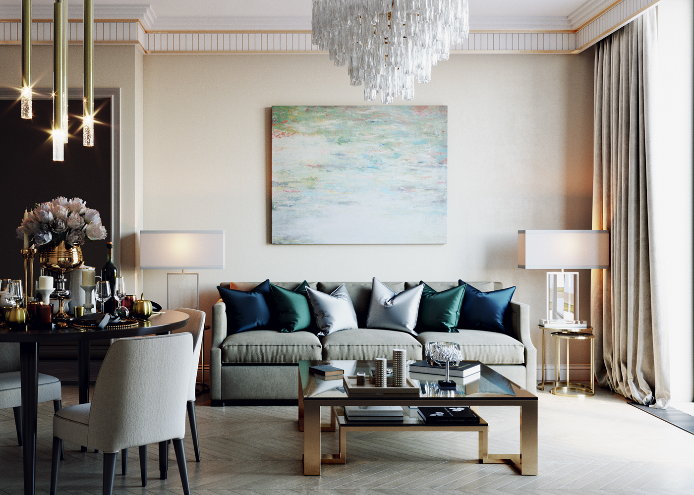 design interior design  Luxury Apartment Moscow 3d vizualization ar deco