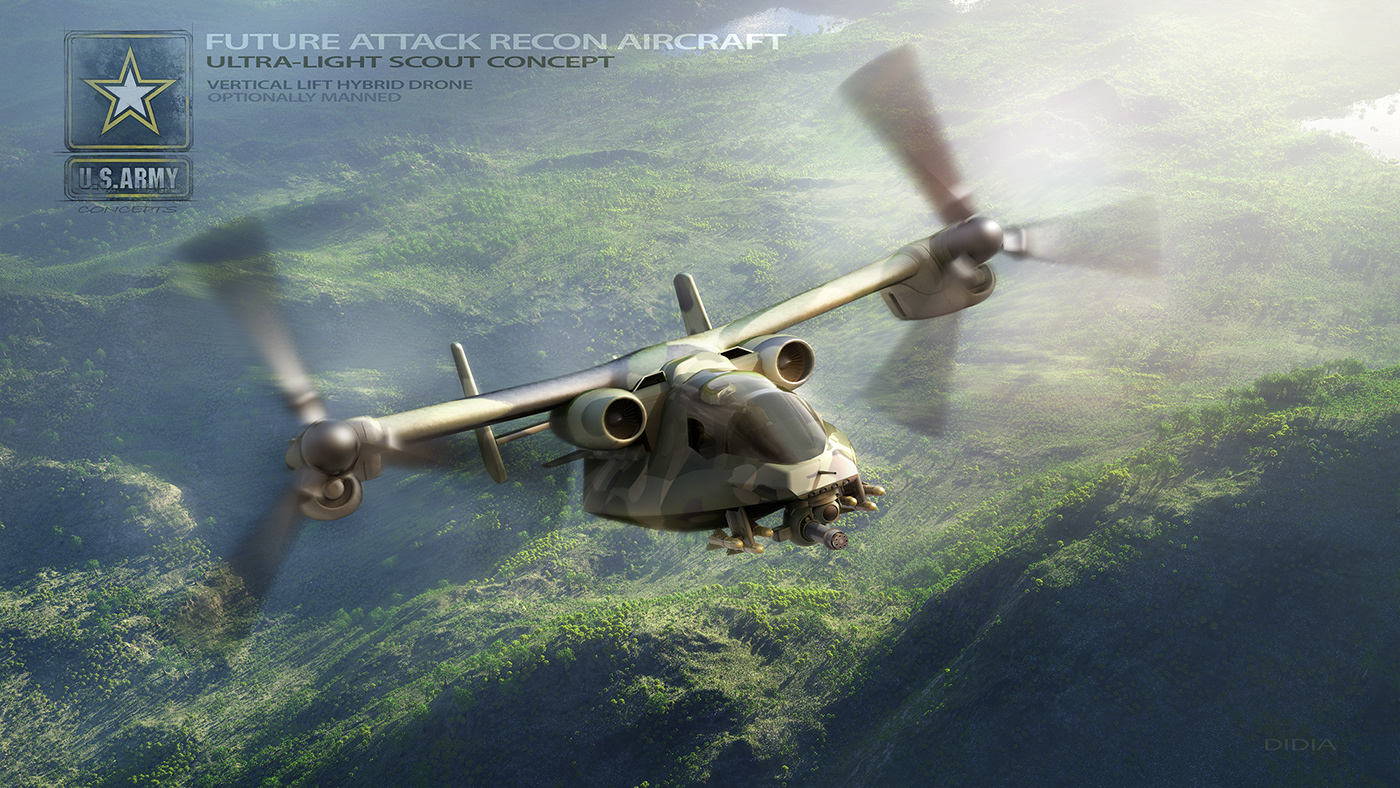 concept art CGI keyshot army VTOL defense Aircraft FARA dod army concept
