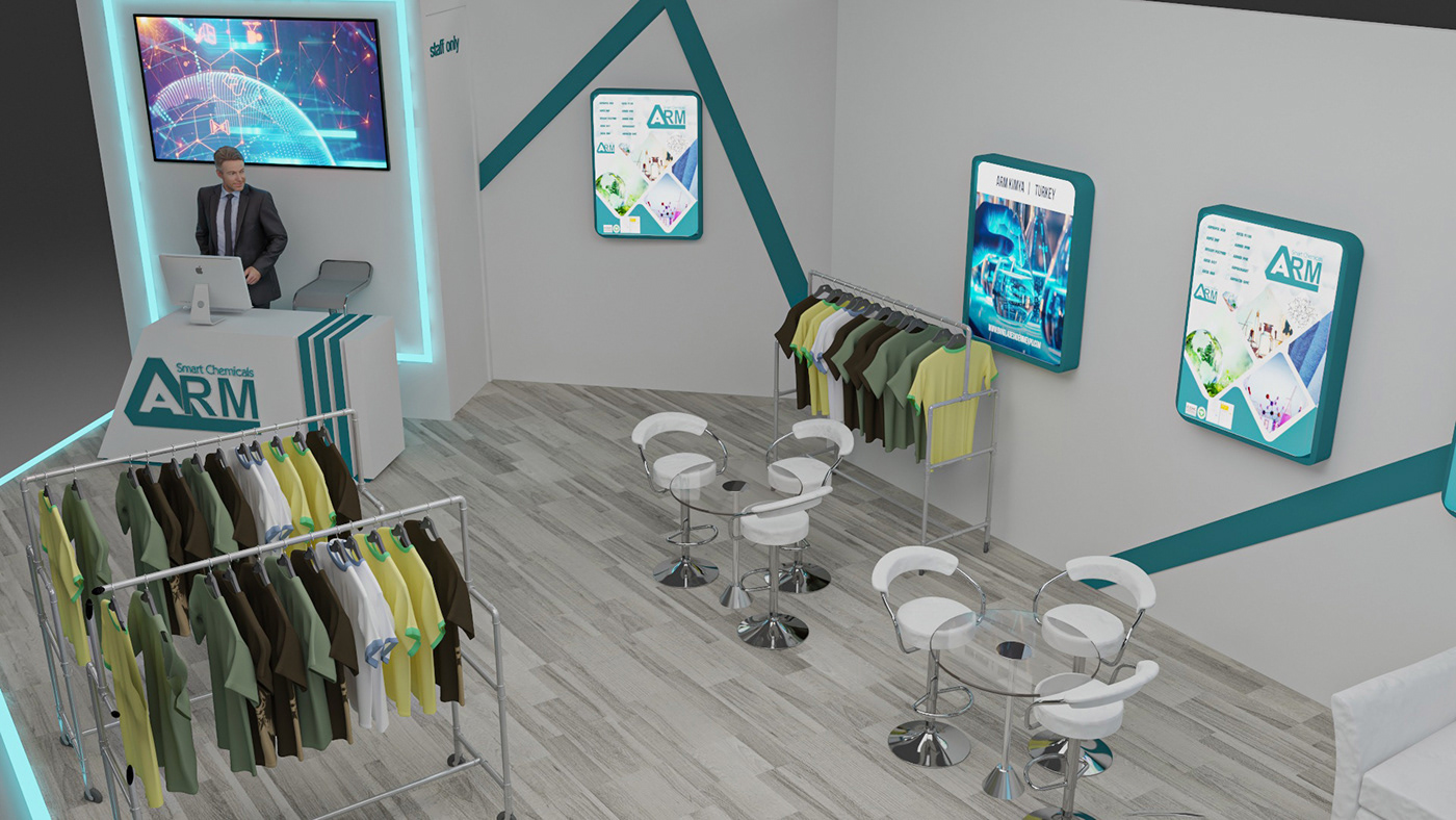 egypt Advertising  textile design  Fashion  booth Kiosk Stand Exhibition  3D Render