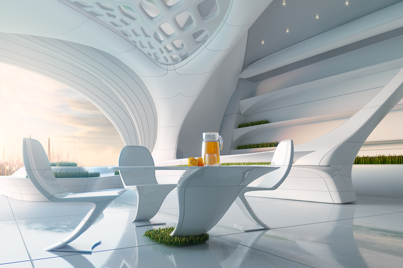 3dsmax corona_renderer photoshop Bionic parametric futuristic design