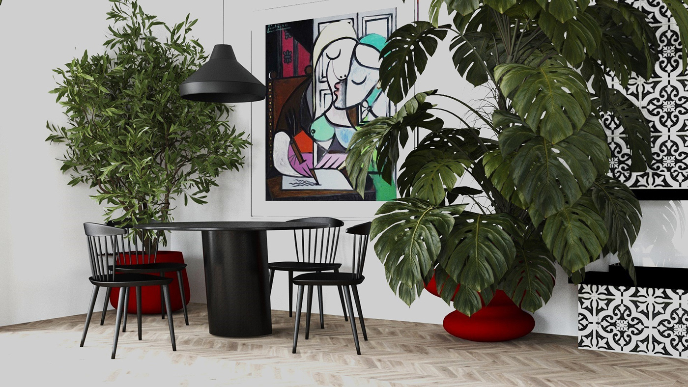 interior design  Render visualization plants green living room architecture Interior Picasso