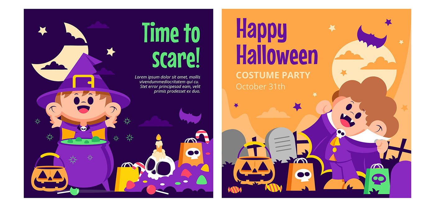 characer design colorful Halloween halloweenparty ILLUSTRATION  kidsillustration Vector Illustration vectordesign