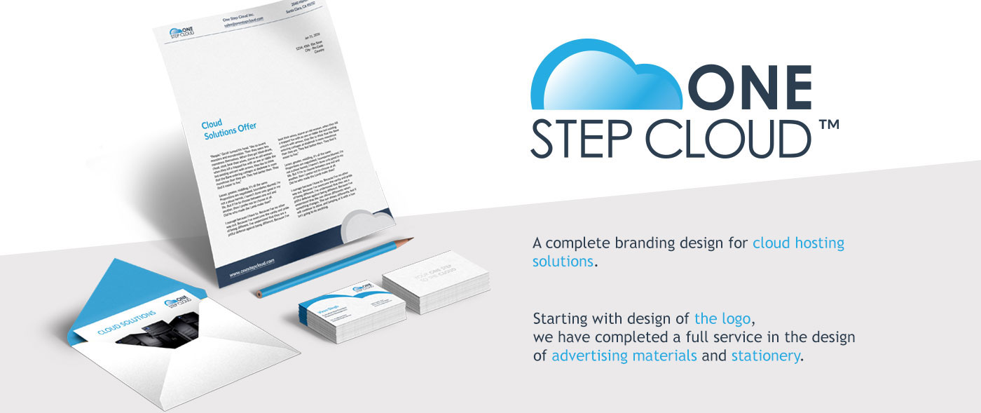 cloud Stationery branding  brand hero brandhero blue design onestepcloud brand book hosting Advertising 