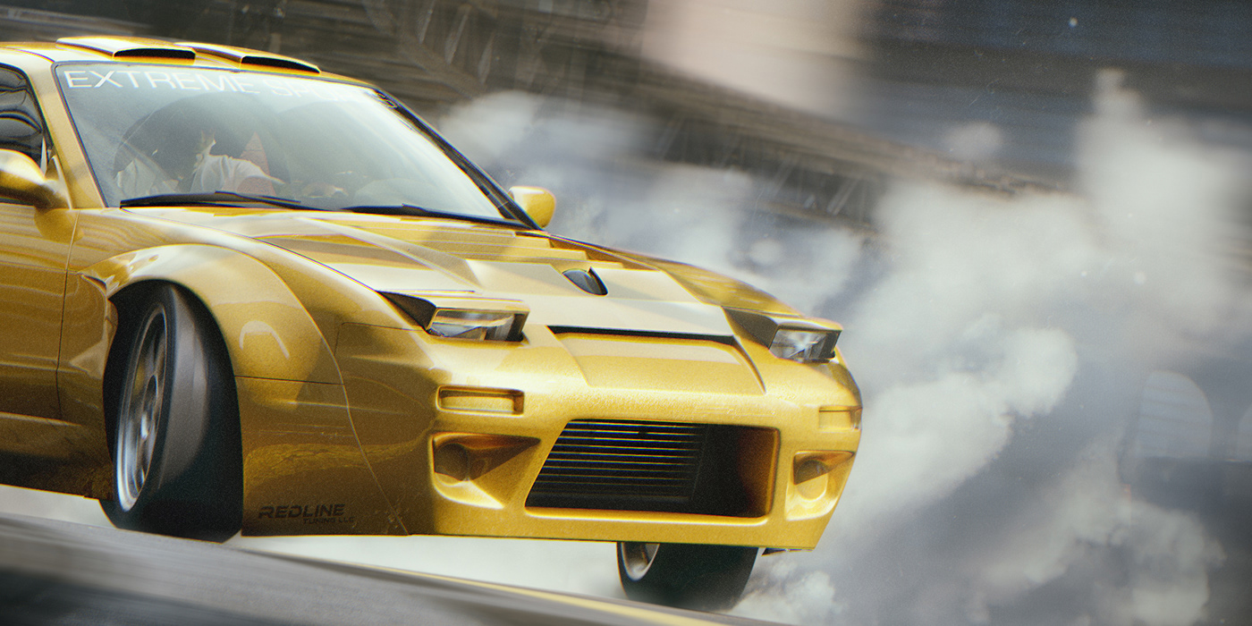 3D automotive   car CGI Nissan race Render speed Vehicle visualization