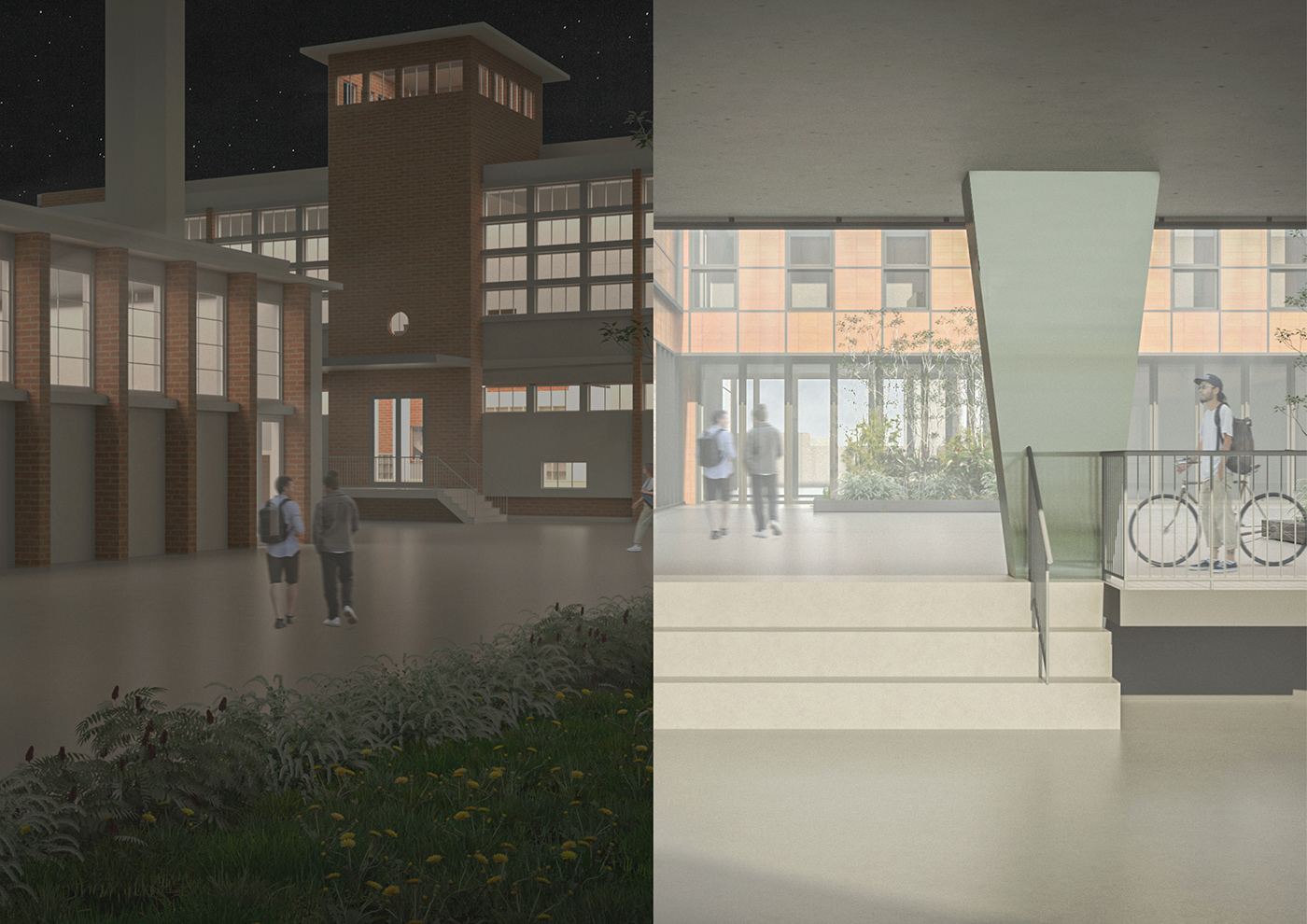 Factory Design architecture Render Urban Street city cultural center 3D visualization exterior