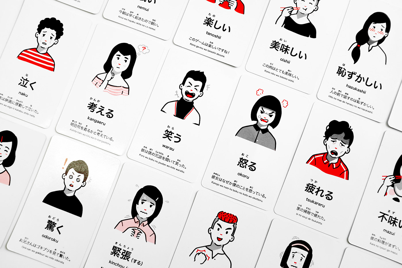 japanese card game ILLUSTRATION  expressions line art vector