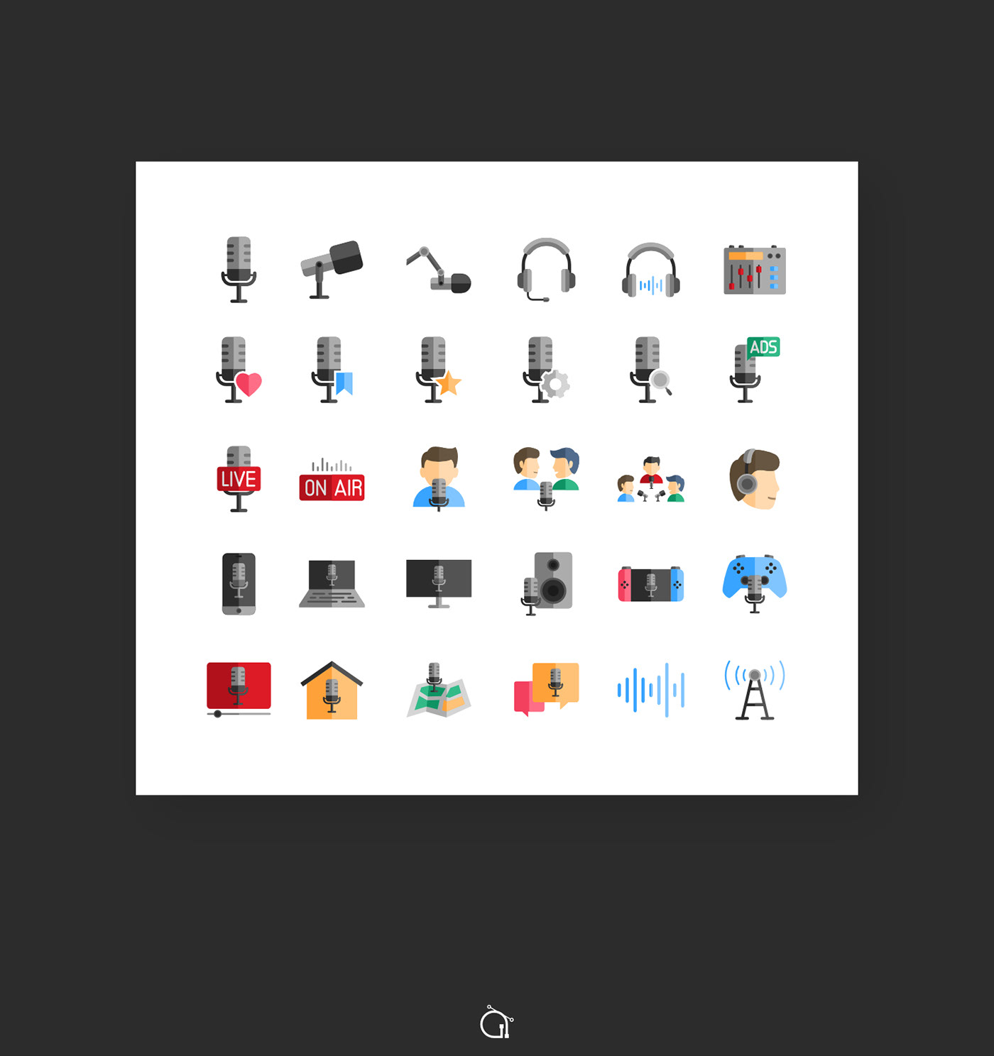 Audio broadcast icons icons pack icons set podcast Radio sound Streaming UI