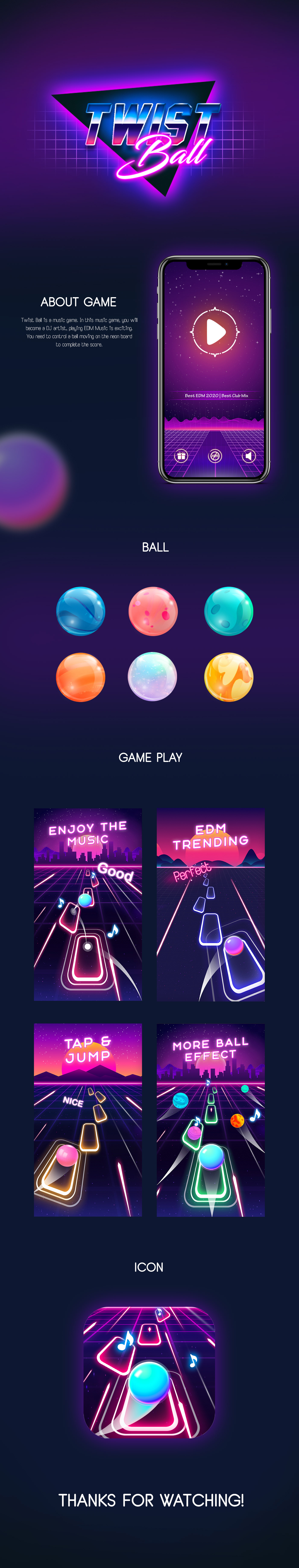 ball game game 2D Game Art game design  game mobile game ui neon twist ball