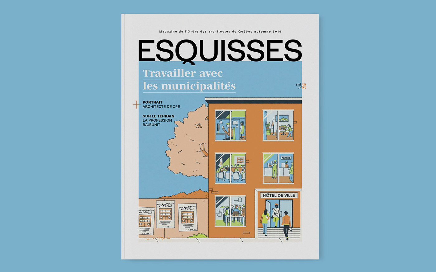 architecture magazine cover illustration cityscape architects lifestyle city Montreal editorial stairs