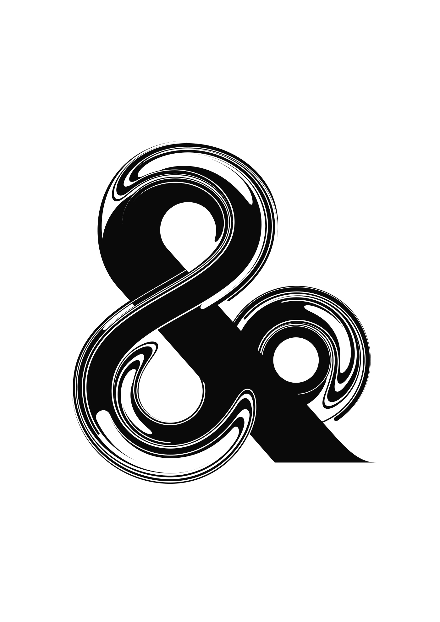 ampersand lettering lines art deco logos Icon symbol black White alphabet vector