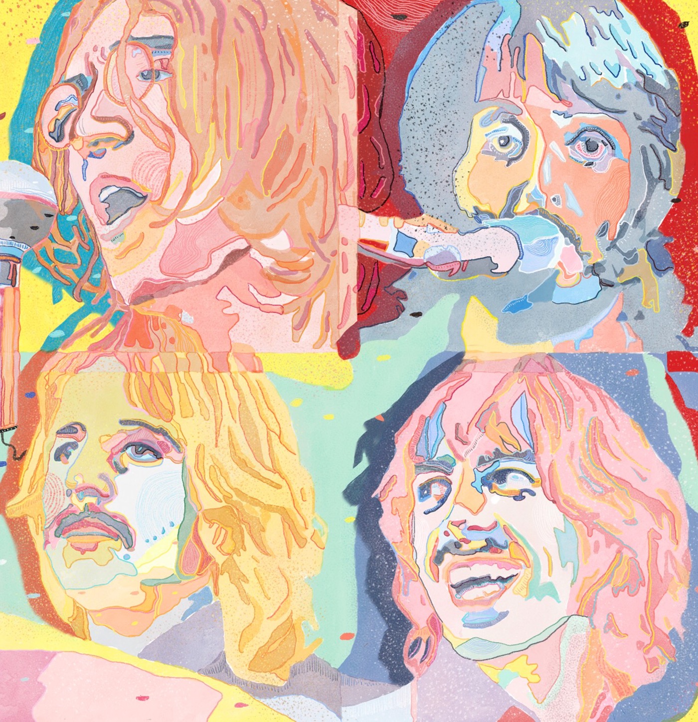 the beatles ILLUSTRATION  Illustrator painting   art portrait let it be Love Colourful  60s dots music Rock And Roll