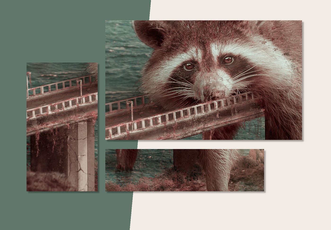Adobe Photoshop creative retouch Fotomontage Matte Painting raccoon retouch