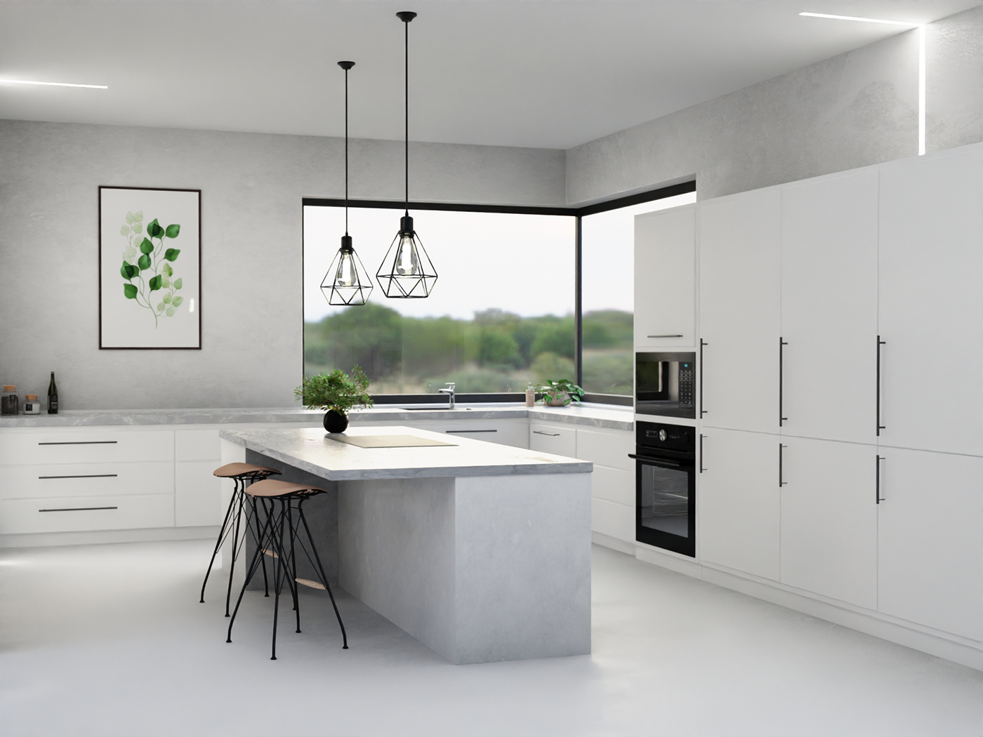 3D 3d modeling 3D Visualization Interior interior design  kitchen Render visualization