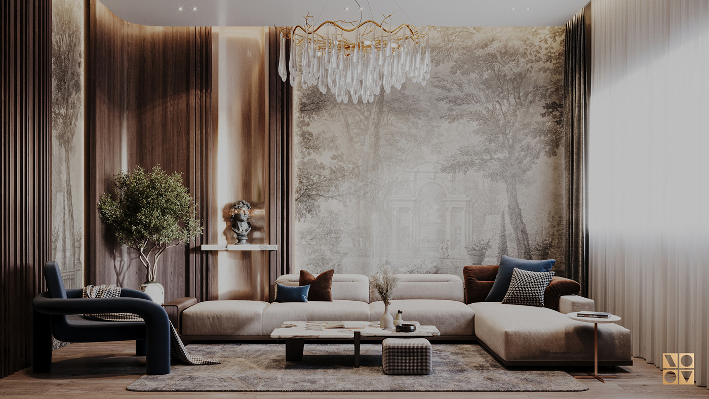 modern рендер visualization interior design  bedroom living room 3ds max wood luxury Modern Design