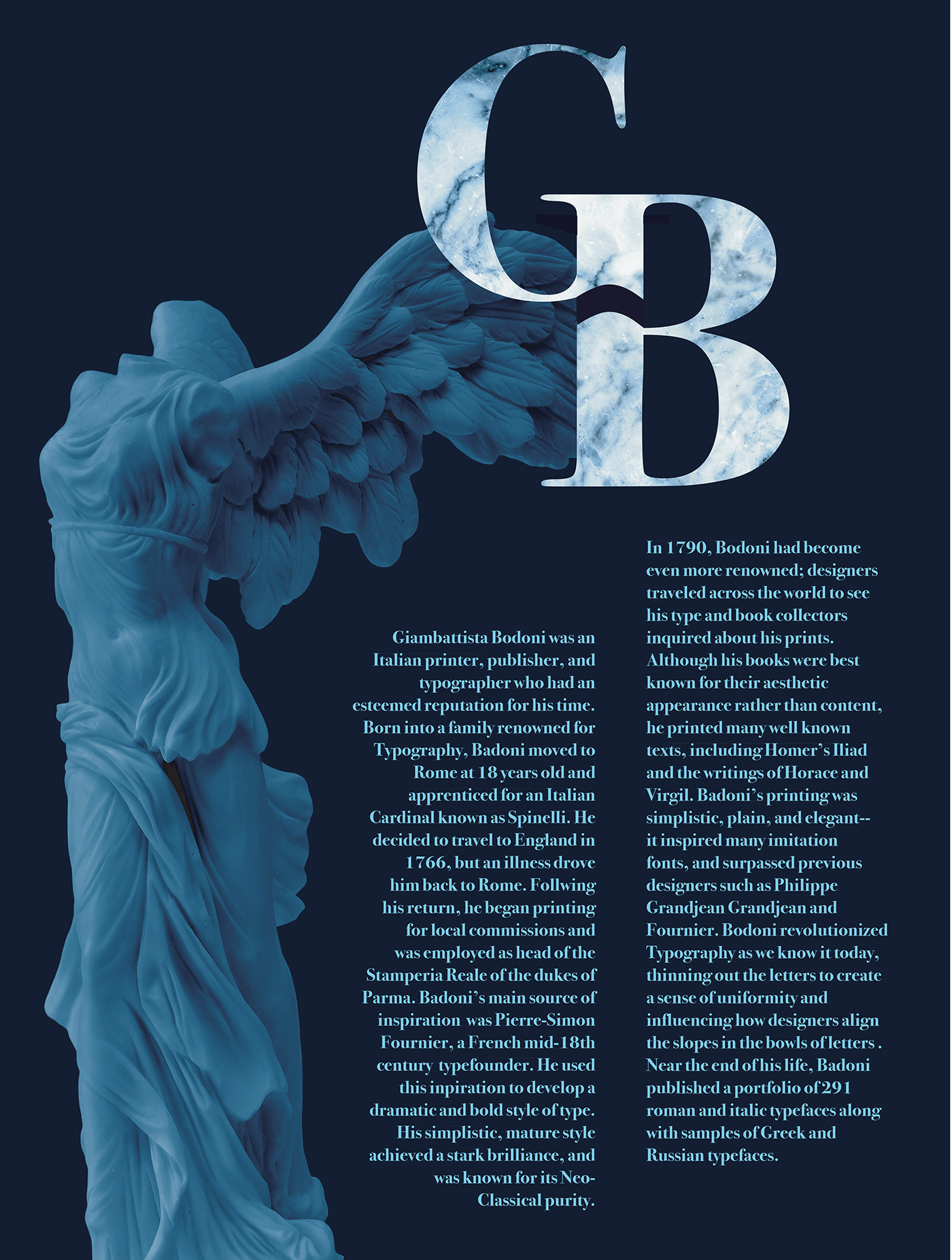 Illustrator photoshop poster typography   bodoni Monochromatic type blue monogram Marble