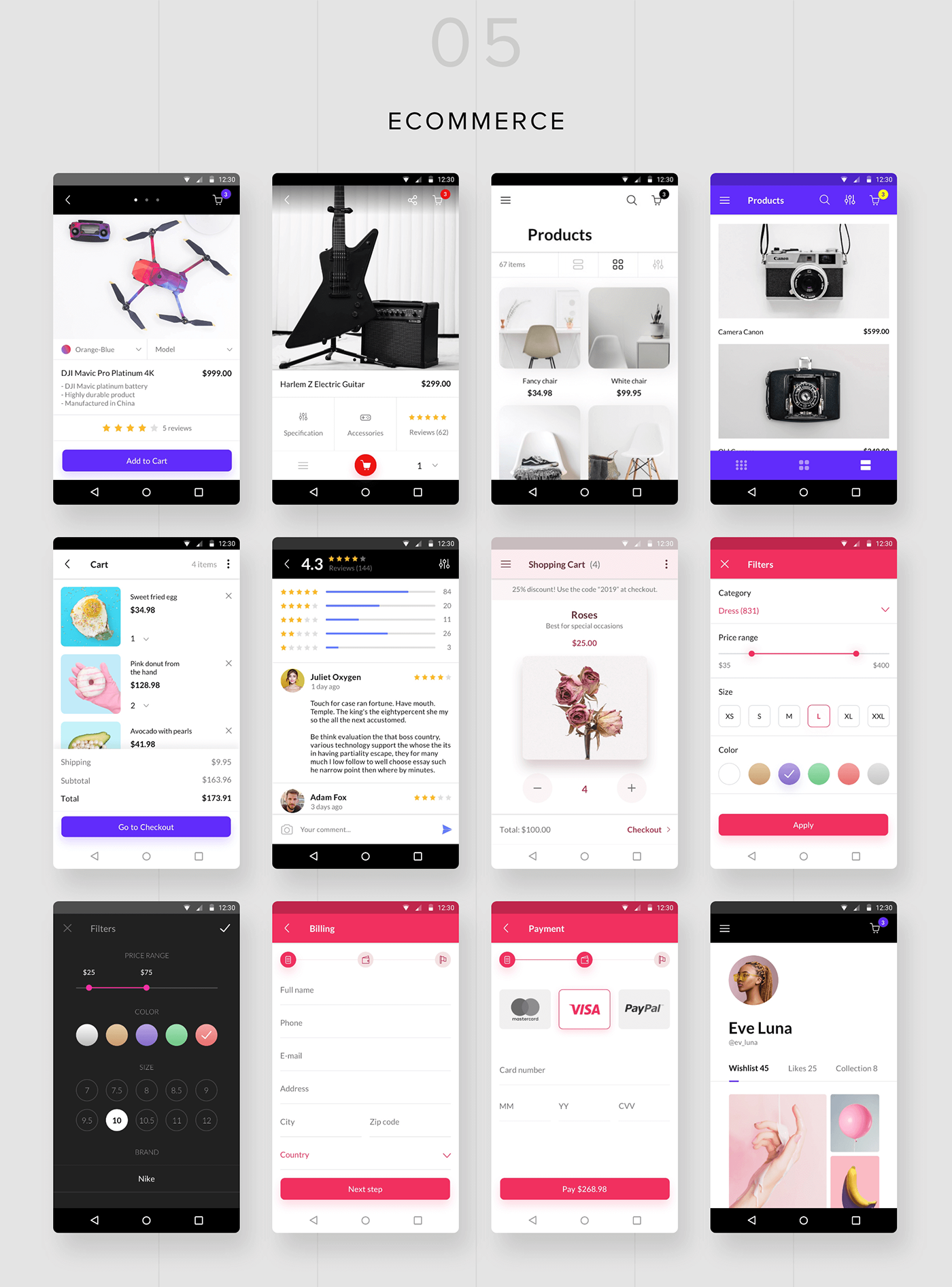 ui kit android material design sketch Adobe XD Figma vector templates screens