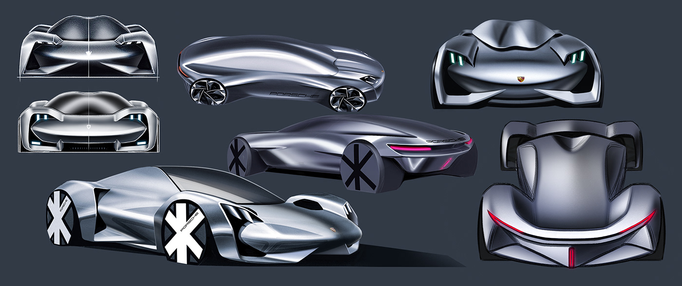 Automotive design Porsche product design  3D rendering industrial design  Transportation Design design art sketching