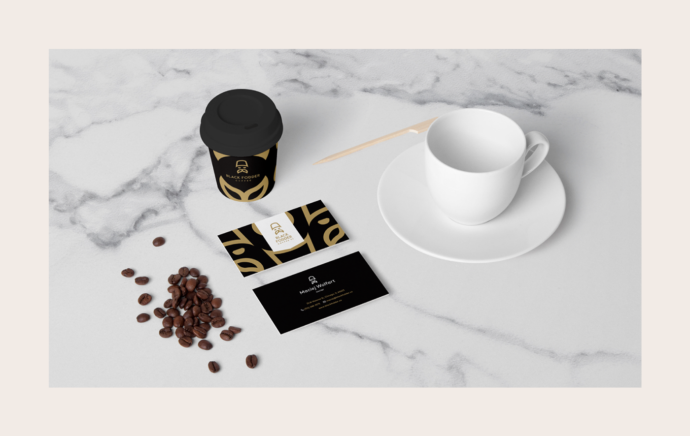black branding  Coffee cup drink gold logo minimal Packaging tea