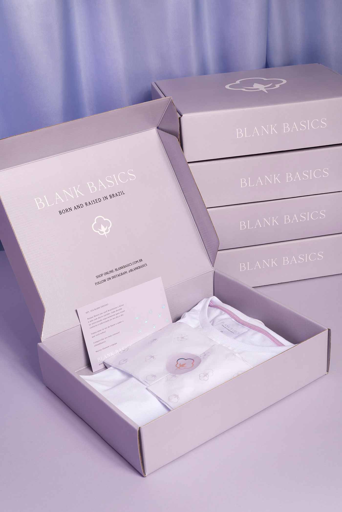 box brand branding  cotton Fashion  lilac Packaging shopping bag tag visual identity