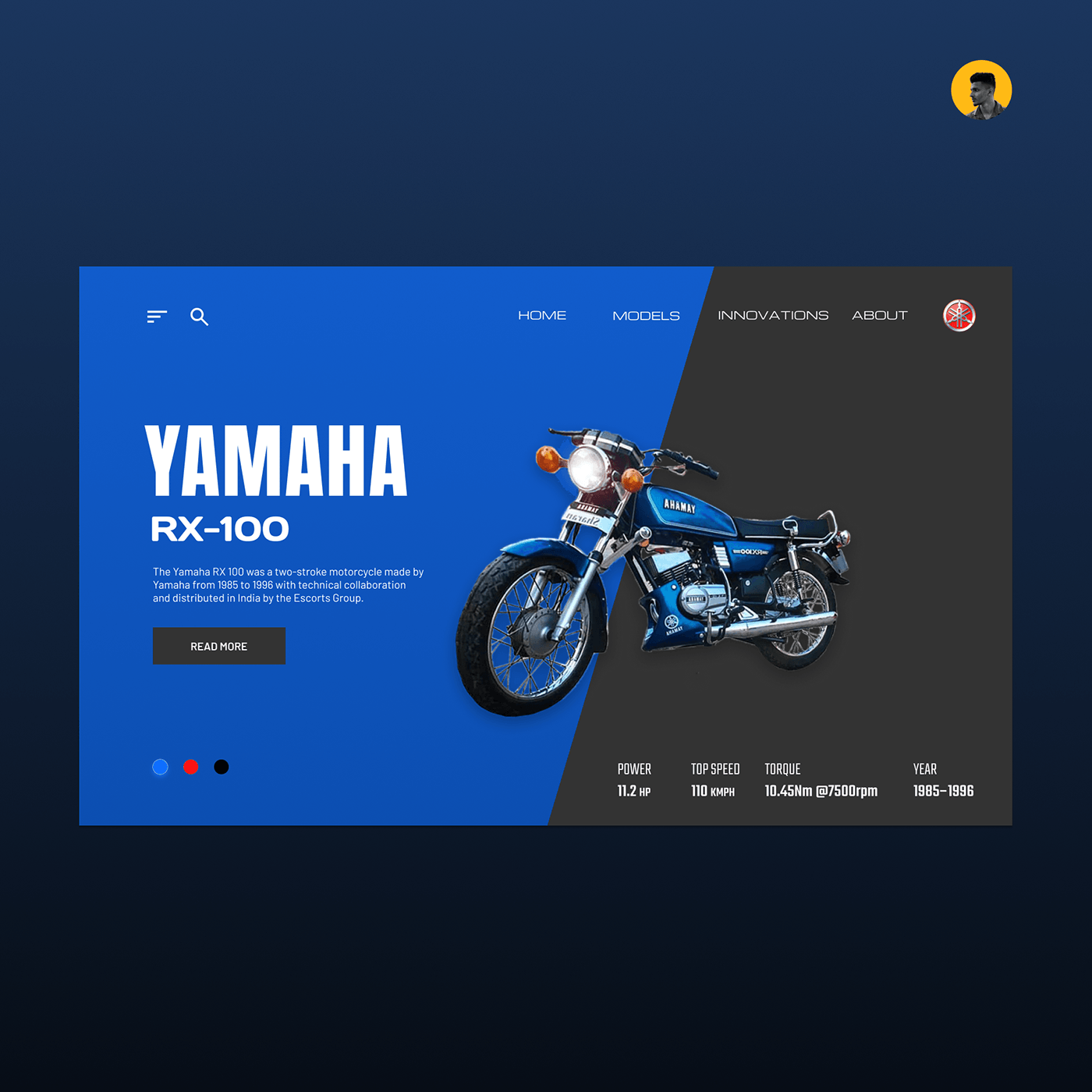 Bike Webdesign Figma landing page yamaha RX100