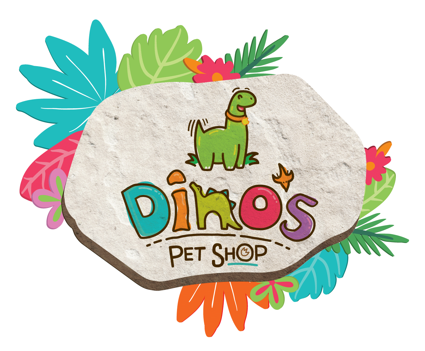 Dinosaur Logotype branding  pet shop ILLUSTRATION  Dino colorfull Pet Mascota