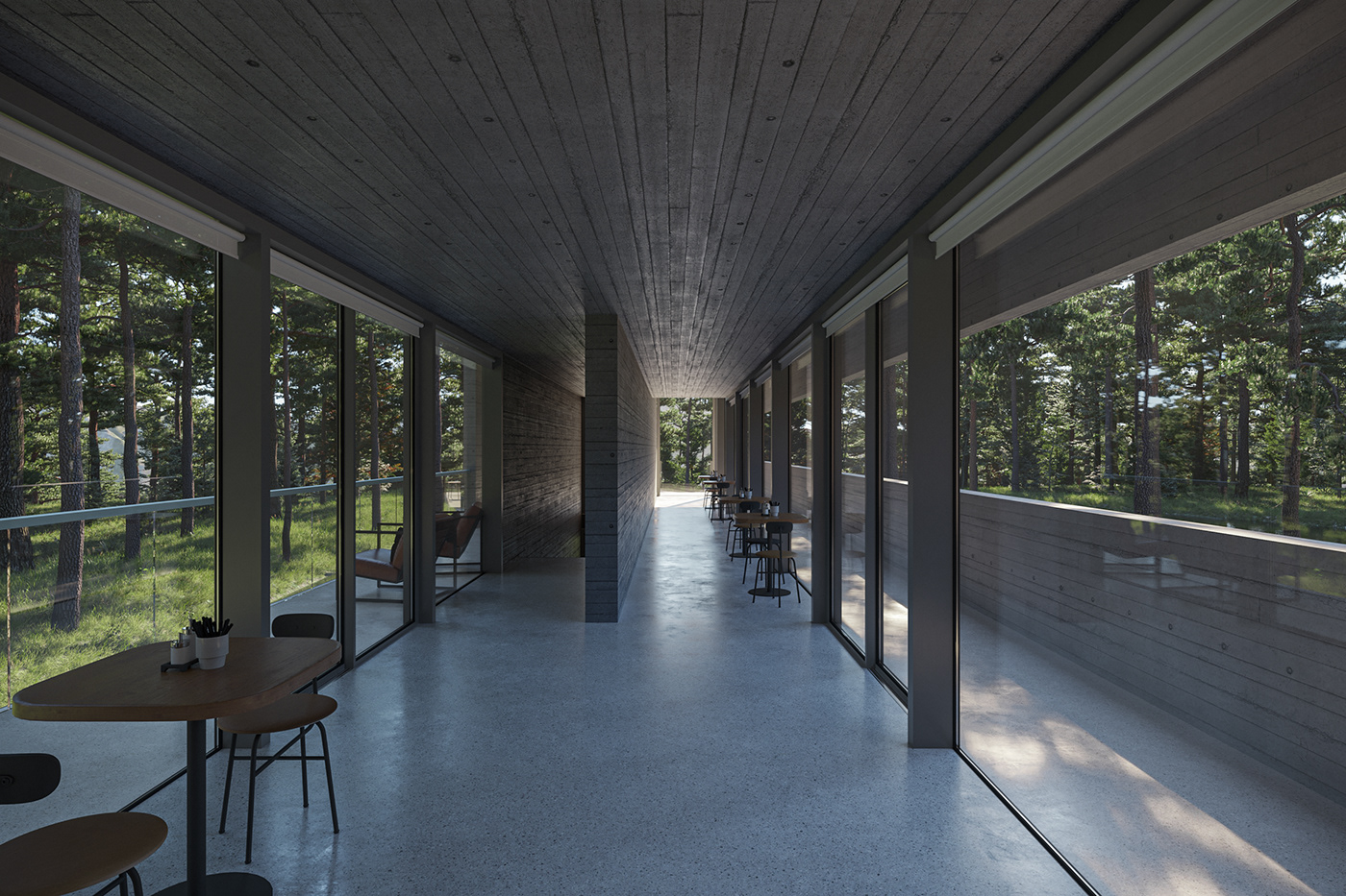 3dsmax architecture CGI concrete exterior foresthouse Interior Minimalism Nature taoarchitects