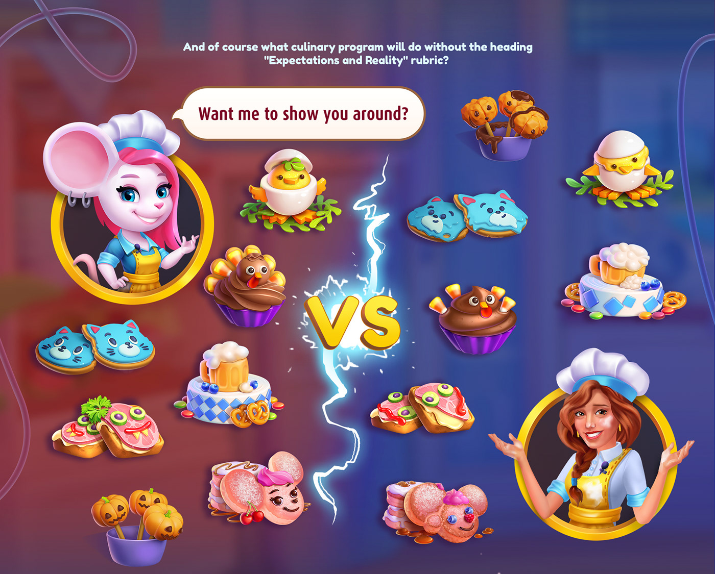 2D cartoon Character design  concept Food  Game Art Games Icon ILLUSTRATION  Mobile app