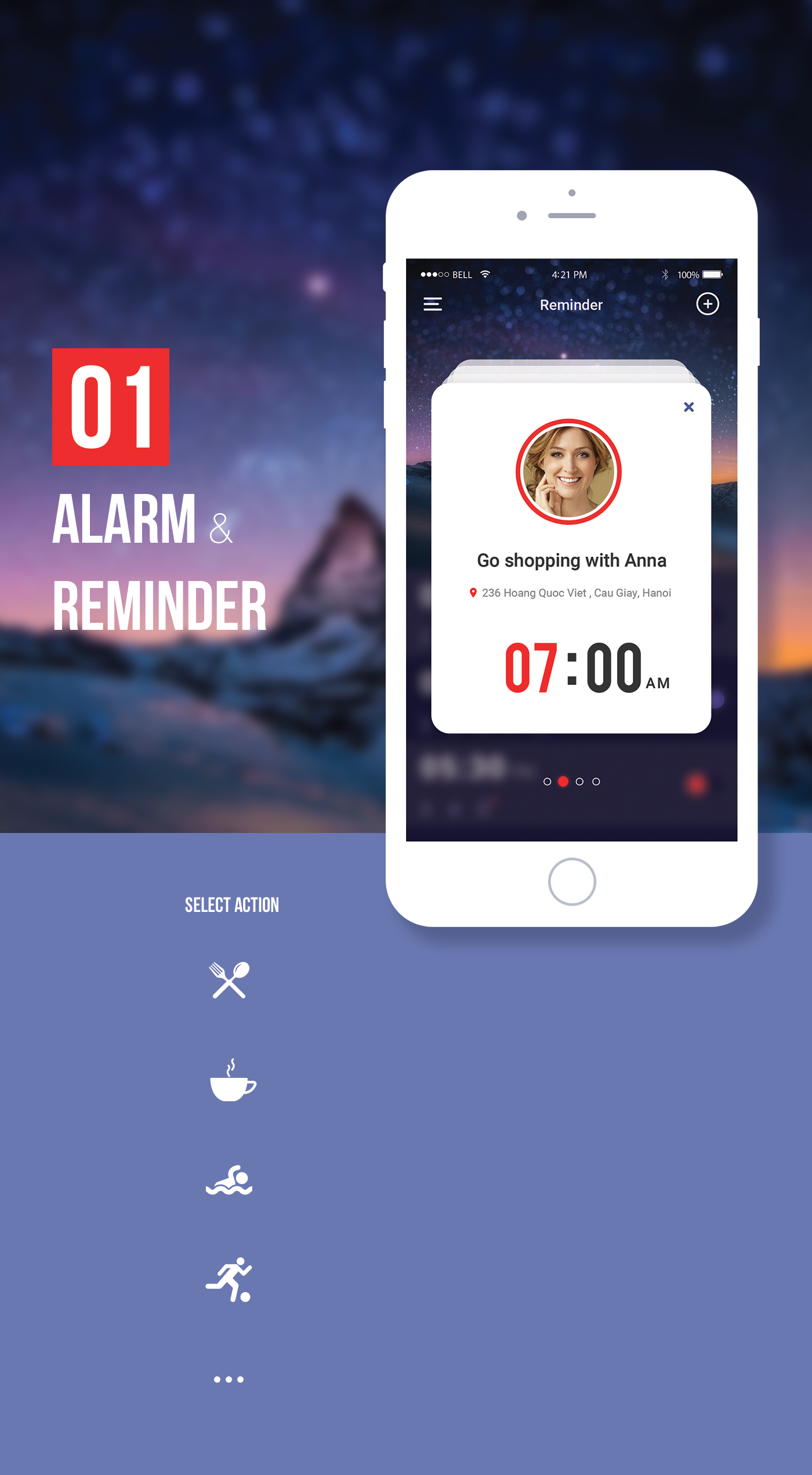 clock alarm reminder dark light Theme flat colorfull app application