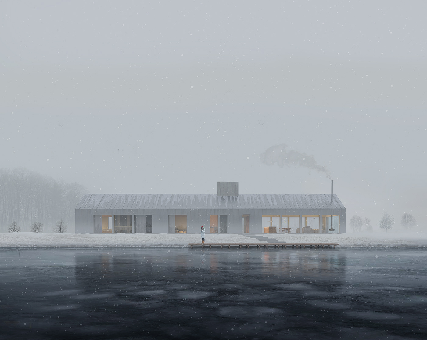 archviz atmosphere CG CGI exterior fog mist minimalist nordic Scandinavian