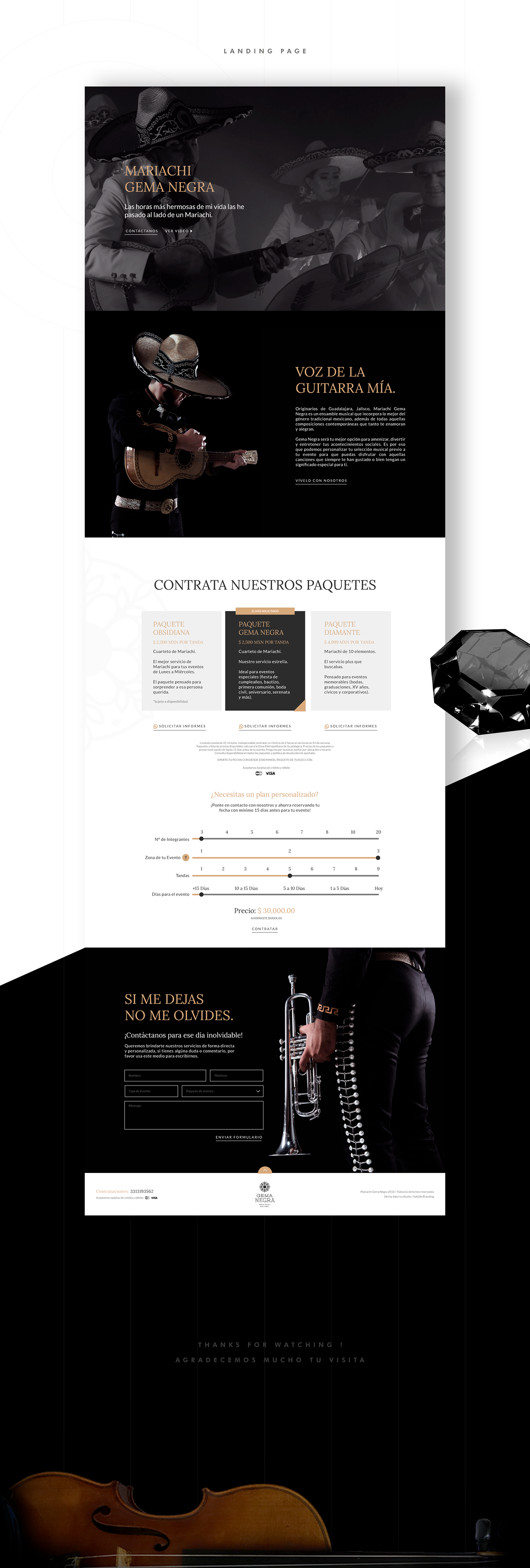 Diseño web Web Design  interfaz landing page One Page UI ux Website mariachi music