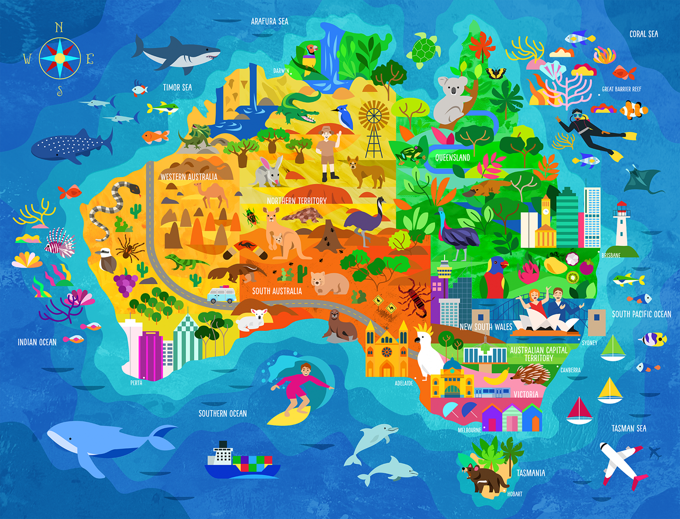 map illustration australia map storybook filipino myth Me Time detailed colorful