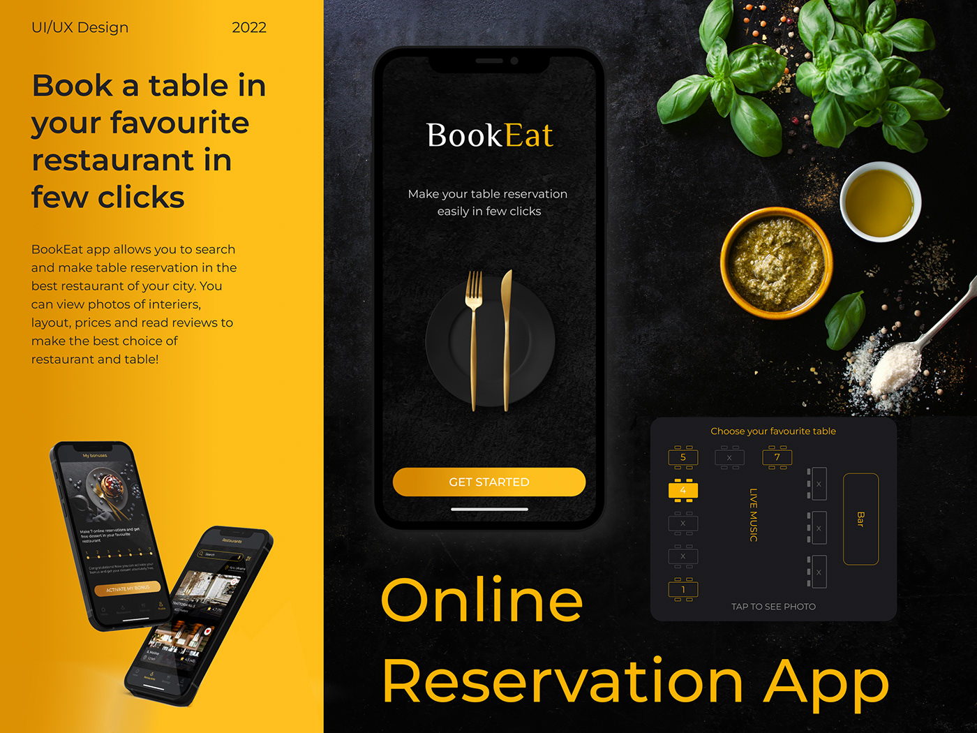 app app design Booking minimalistic Mobile app reservation restaurant table UI/UX UX design