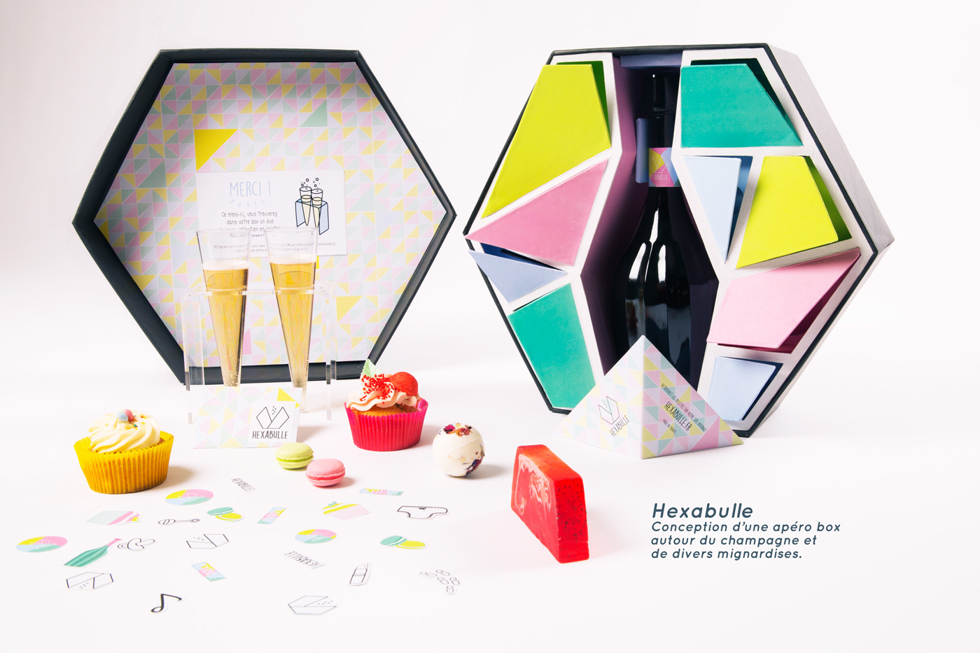 champagne box hexabulle box packaging colors Pastels macarons cupcakes recipes poster box pattern