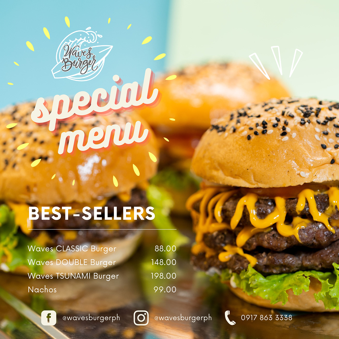 branding  burger social media Social media post