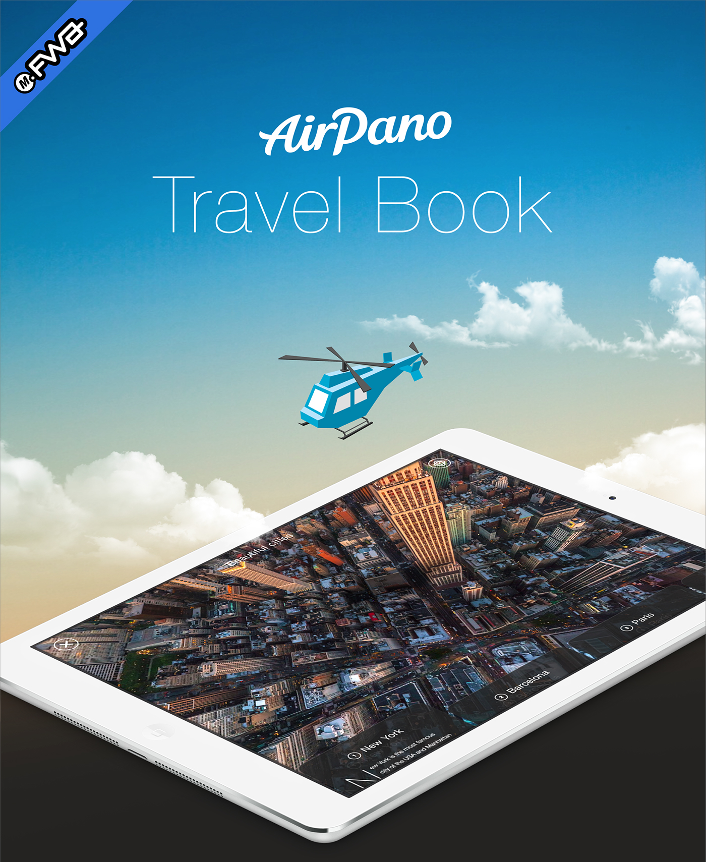 photo panorama mobile iPad app application UI ux book 3D