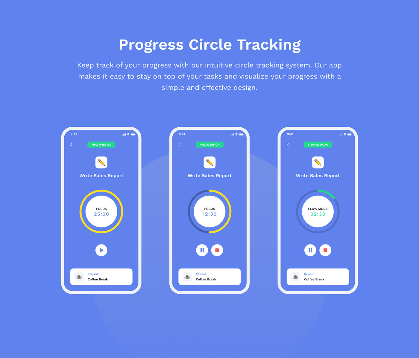 blue Figma Focus Fun Mobile app modern mood task tracker UI/UX