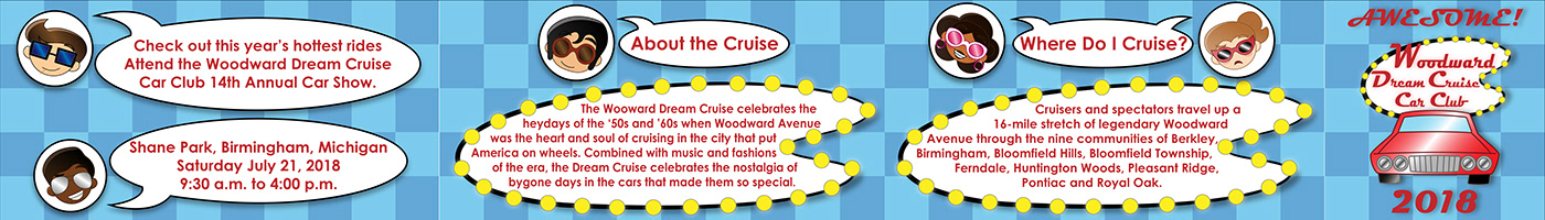 Woodward Dream Cruise Character design  ILLUSTRATION  flyer car 1950's 1960's vintage clip art logo